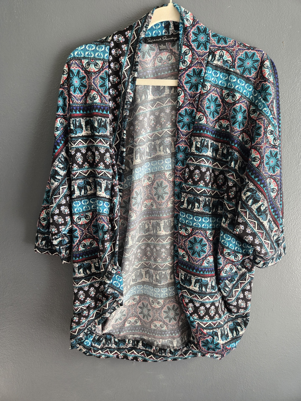 French Laundry Maximalist Boho Chic Jewel Tone Open Cardigan Large